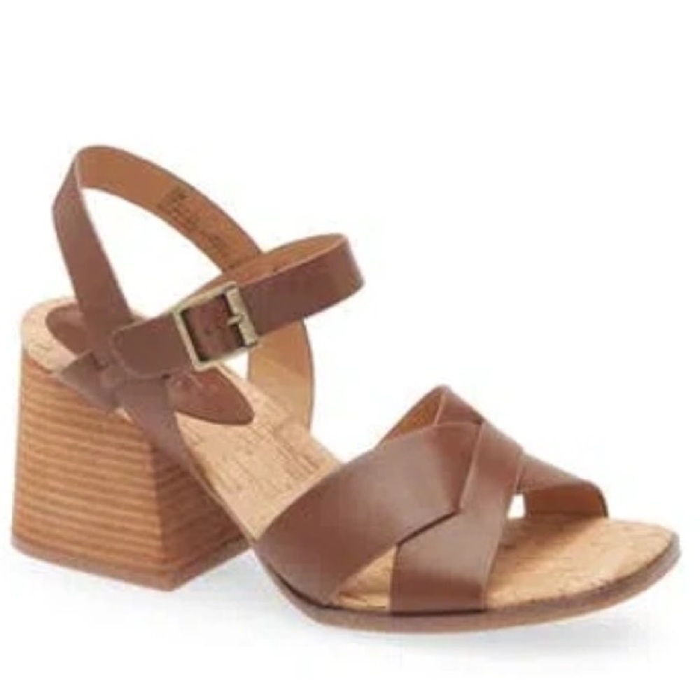Brown Leather Pacye Block Heel Sandals